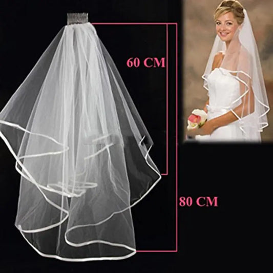 60x80cm White Lace Bridal Veils with Comb Short Two Layer Elegant Vintage Wedding Veils for Bride Cosplay Costume Hair Accessor