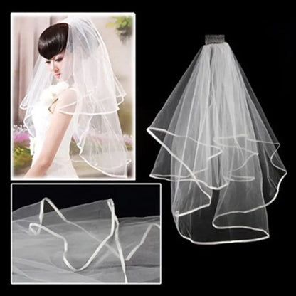60x80cm White Lace Bridal Veils with Comb Short Two Layer Elegant Vintage Wedding Veils for Bride Cosplay Costume Hair Accessor